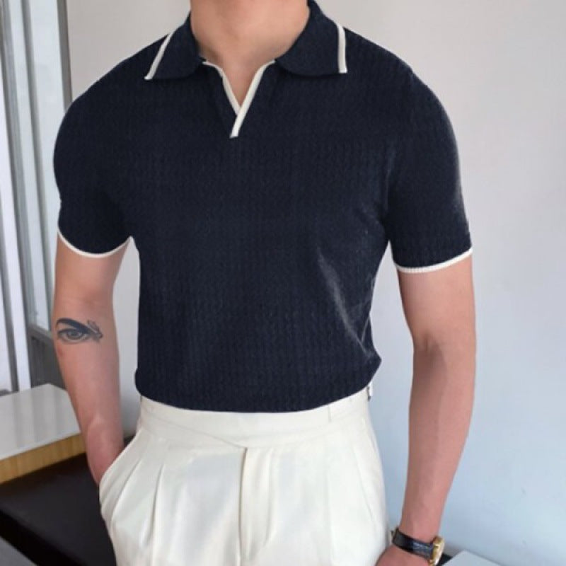 OLD MONEY V Collar Polo Shirt - WEAR OLD MONEY