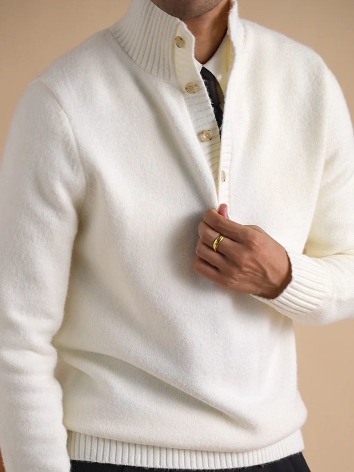 OLD MONEY Half-button Cashmere Sweater