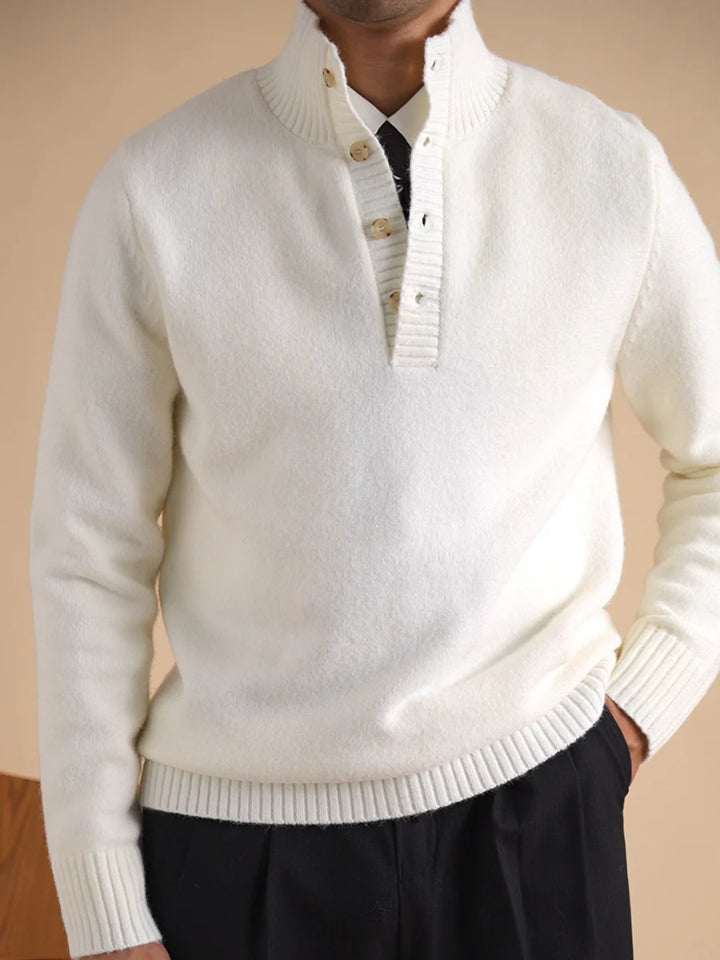 OLD MONEY Half-button Cashmere Sweater