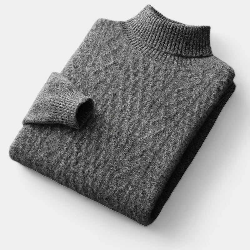 OLD MONEY Merino Wool Knitted Turtleneck Sweater - WEAR OLD MONEY