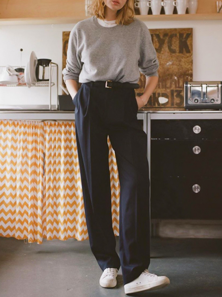 OLD MONEY High-Waisted Wide-Leg Trousers