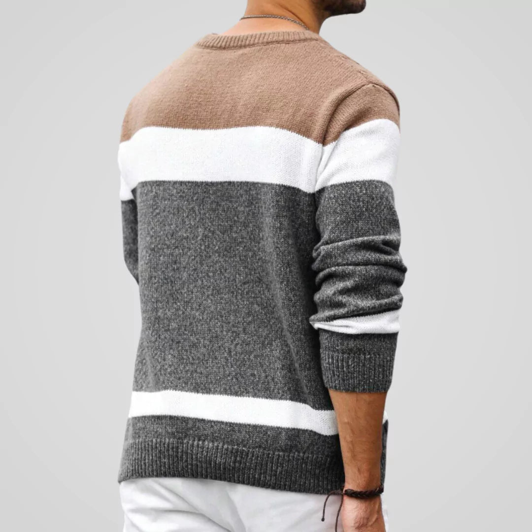 The ARISTO Striped Cable-Knit Sweater