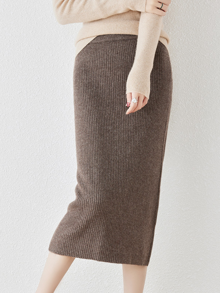 OLD MONEY Merino Wool Knit Pencil Skirt