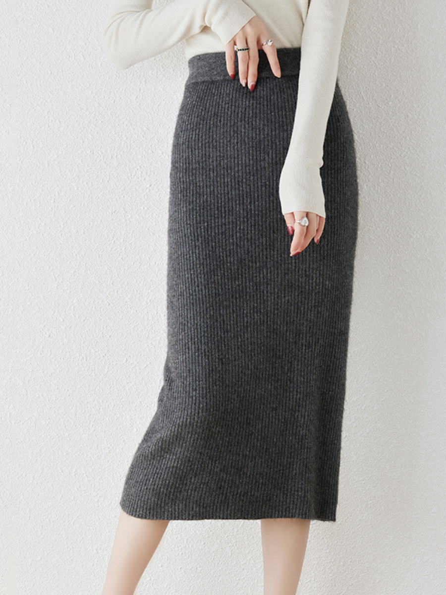 OLD MONEY Merino Wool Knit Pencil Skirt