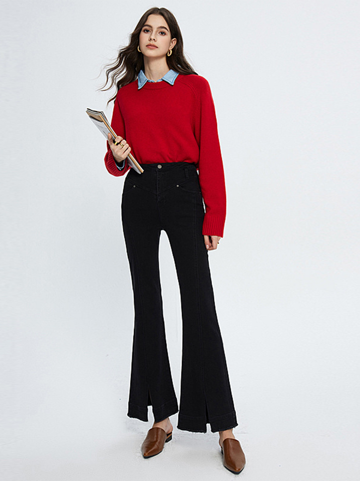 OLD MONEY High-Waisted black Flared Jeans