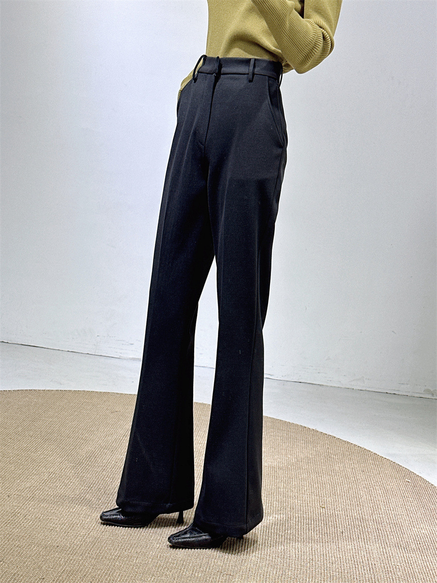 OLD MONEY High-Waist Flared Woolen Trousers