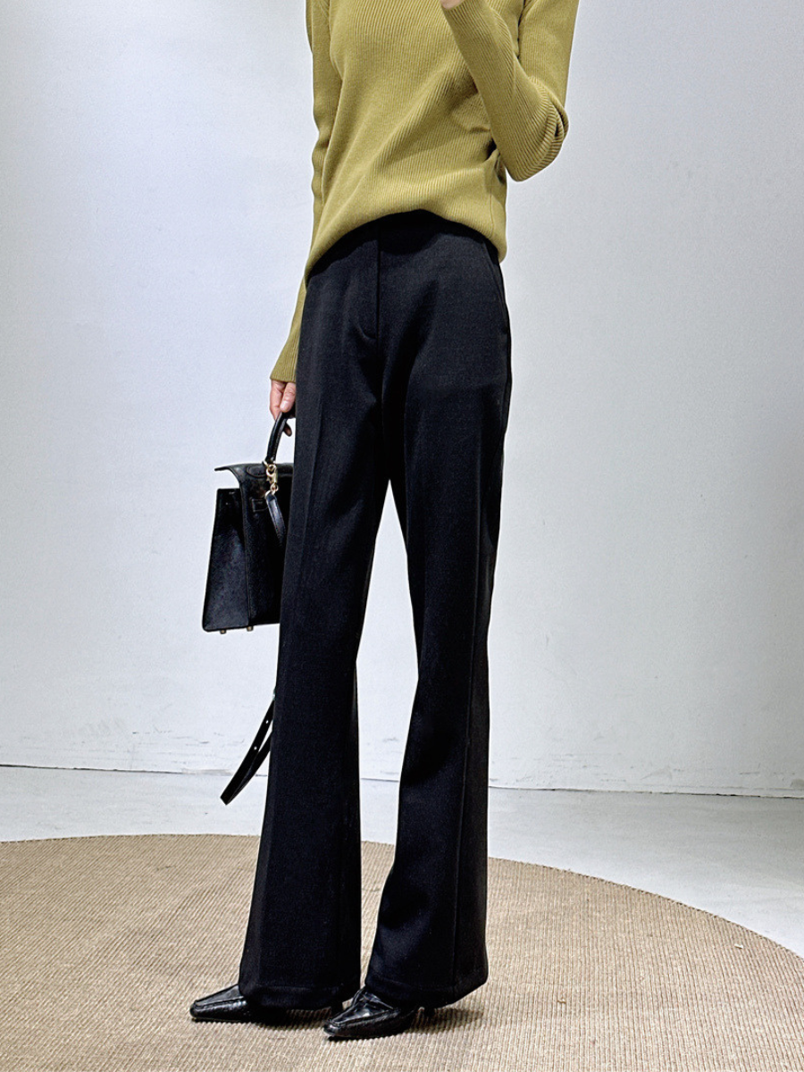 OLD MONEY High-Waist Flared Woolen Trousers