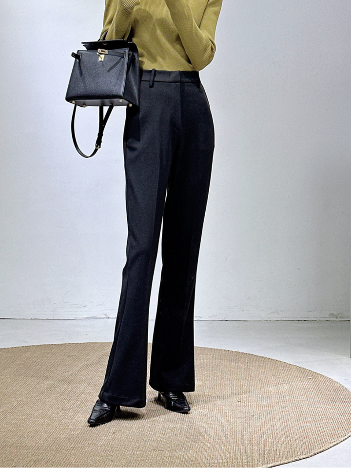 OLD MONEY High-Waist Flared Woolen Trousers