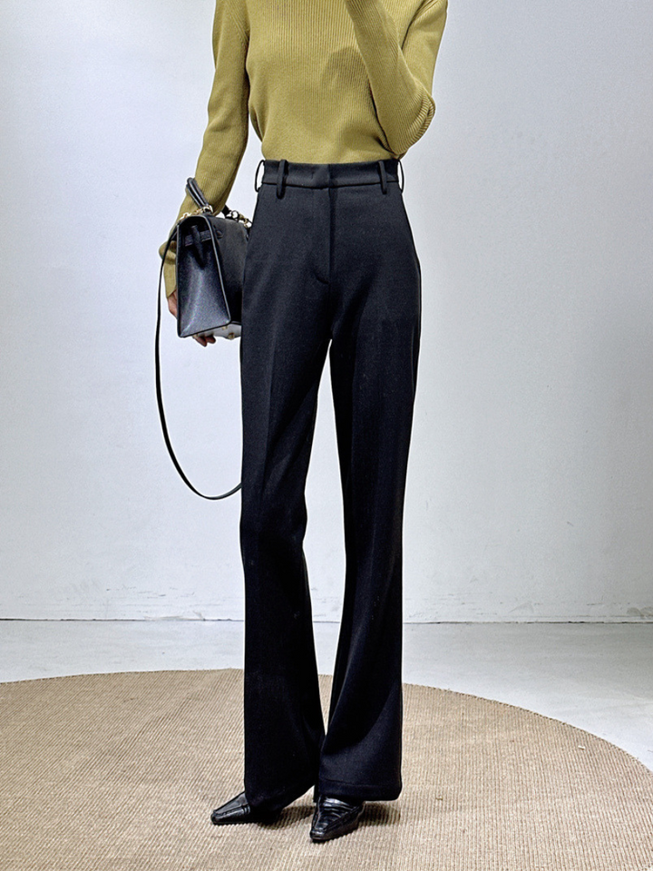 OLD MONEY High-Waist Flared Woolen Trousers