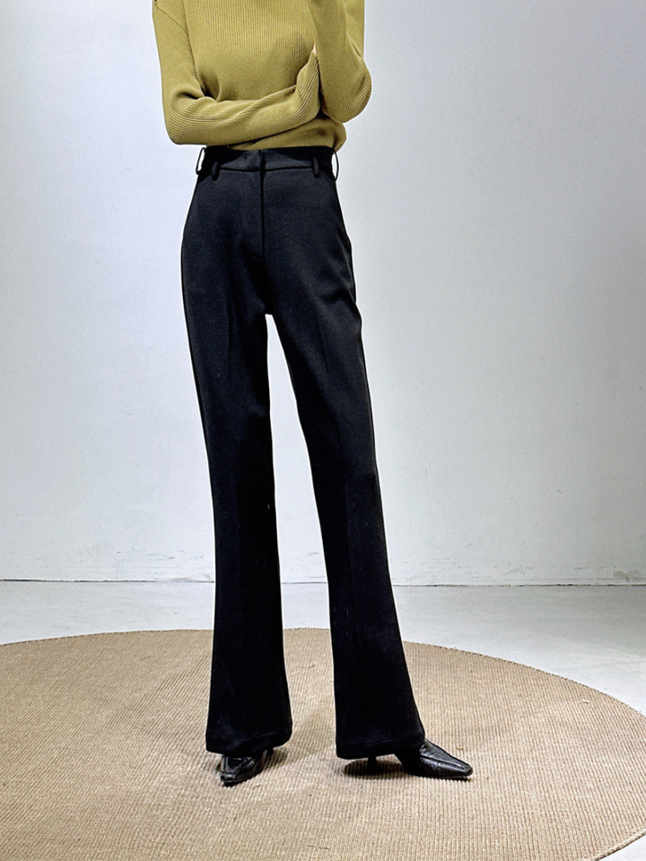 OLD MONEY High-Waist Flared Woolen Trousers