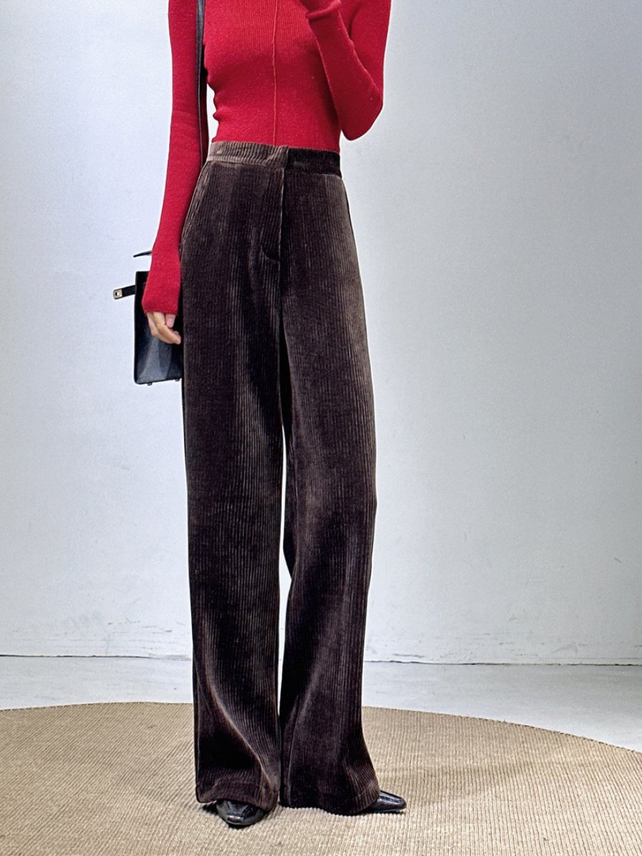 OLD MONEY High-Waist Chenille Trousers