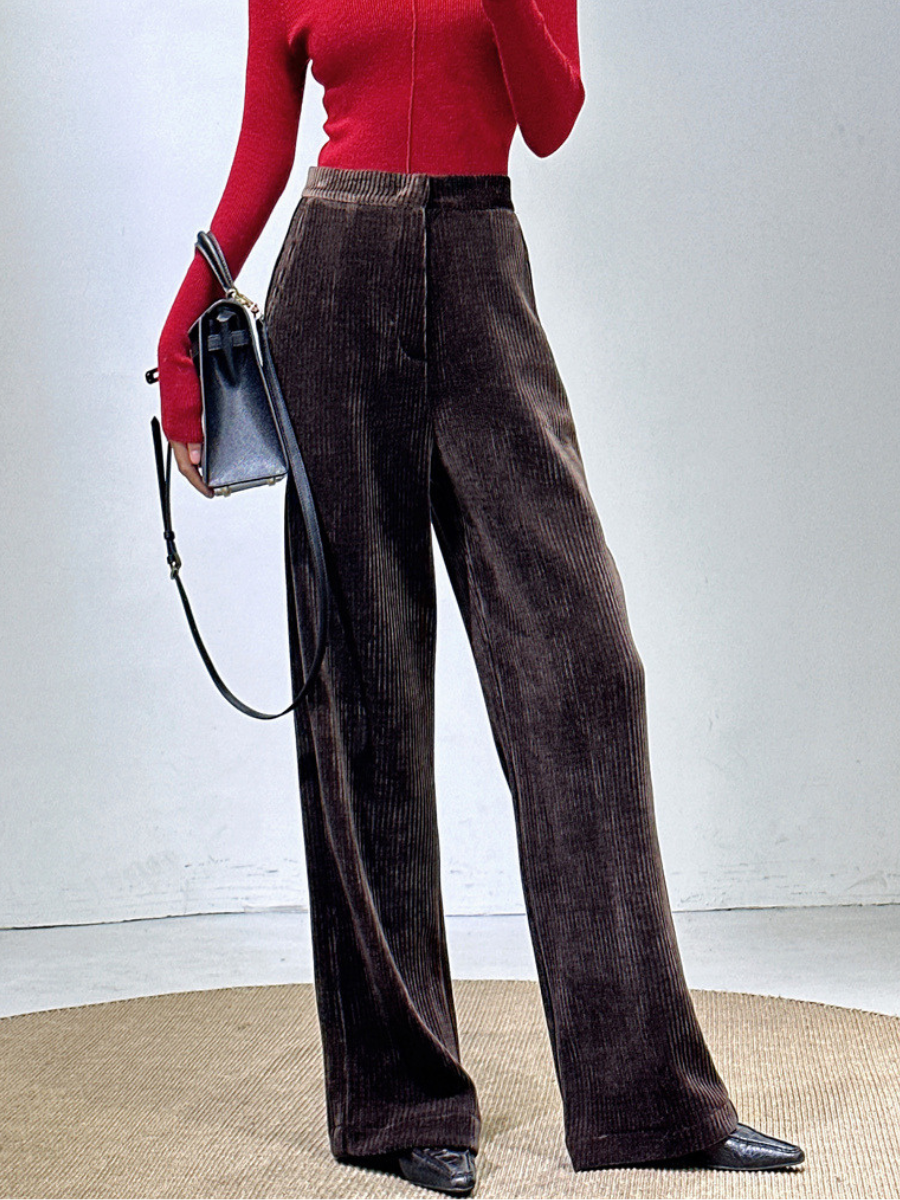 OLD MONEY High-Waist Chenille Trousers