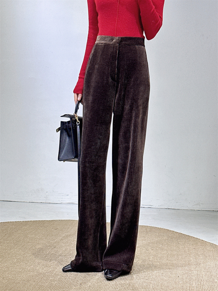 OLD MONEY High-Waist Chenille Trousers