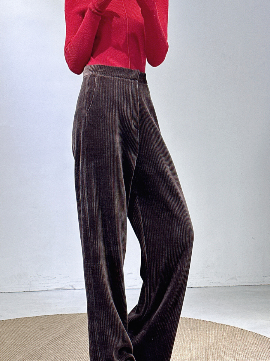 OLD MONEY High-Waist Chenille Trousers