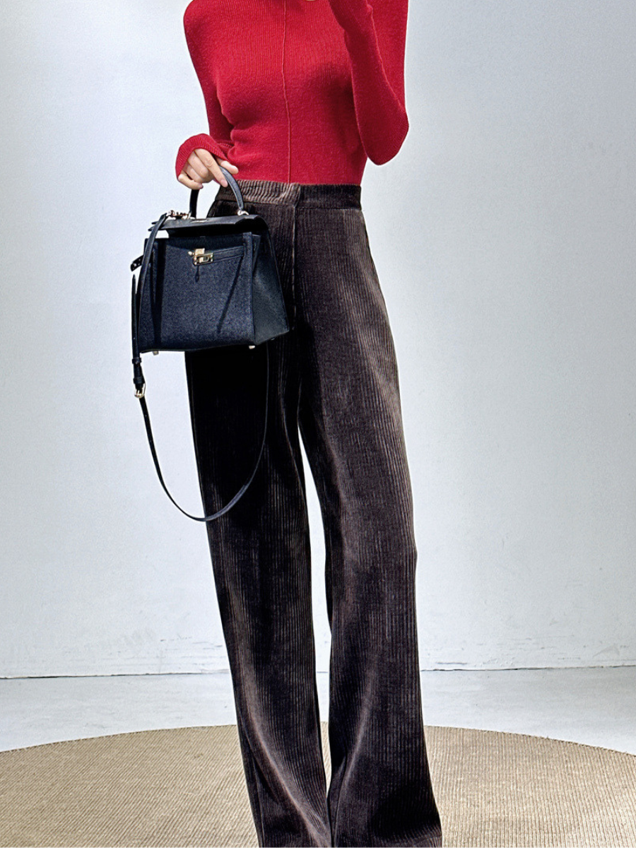 OLD MONEY High-Waist Chenille Trousers