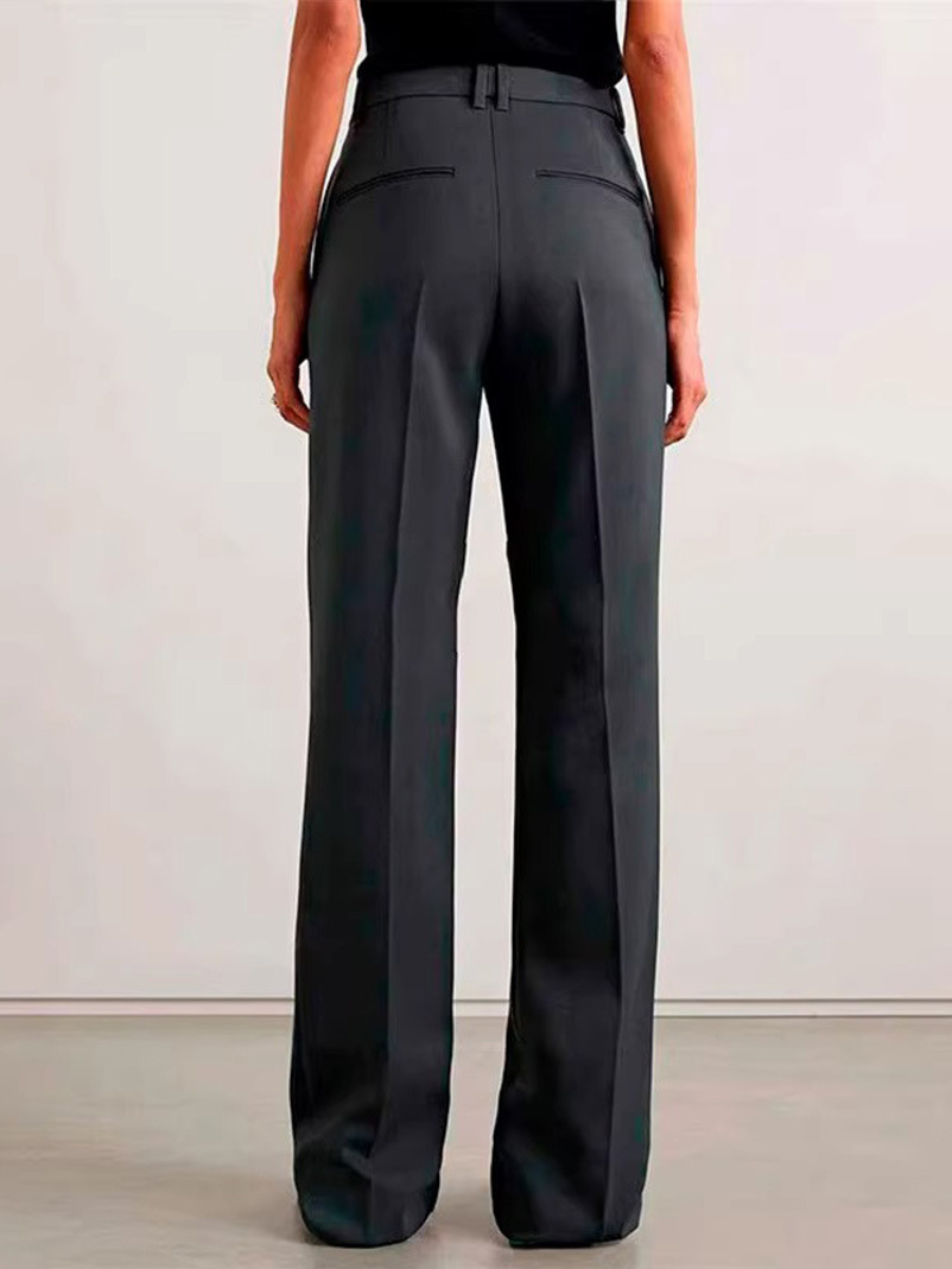 OLD MONEY Slate Elegance High-Waist Trousers