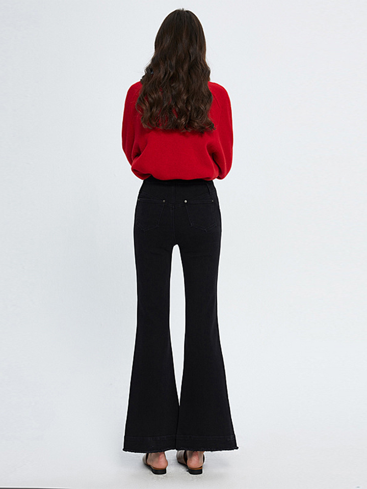 OLD MONEY High-Waisted black Flared Jeans