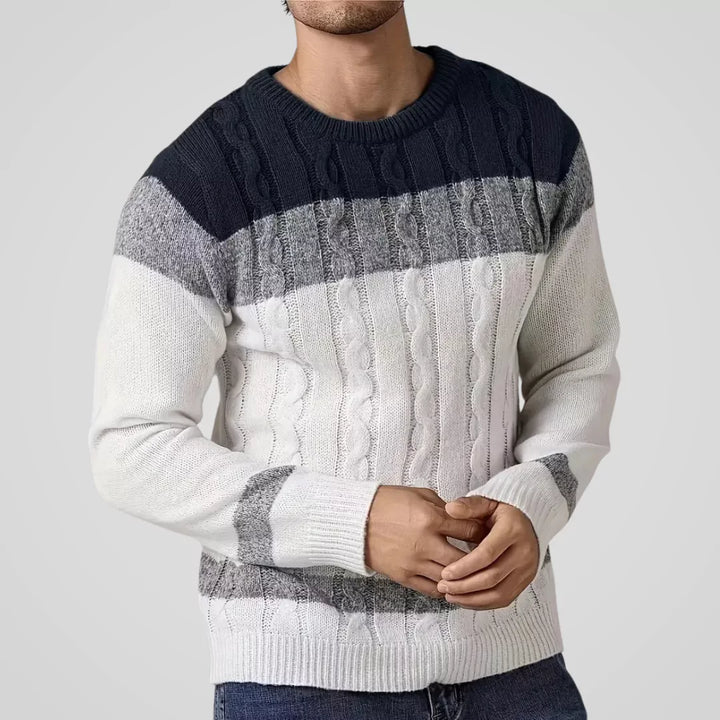 The ARISTO Striped Cable-Knit Sweater