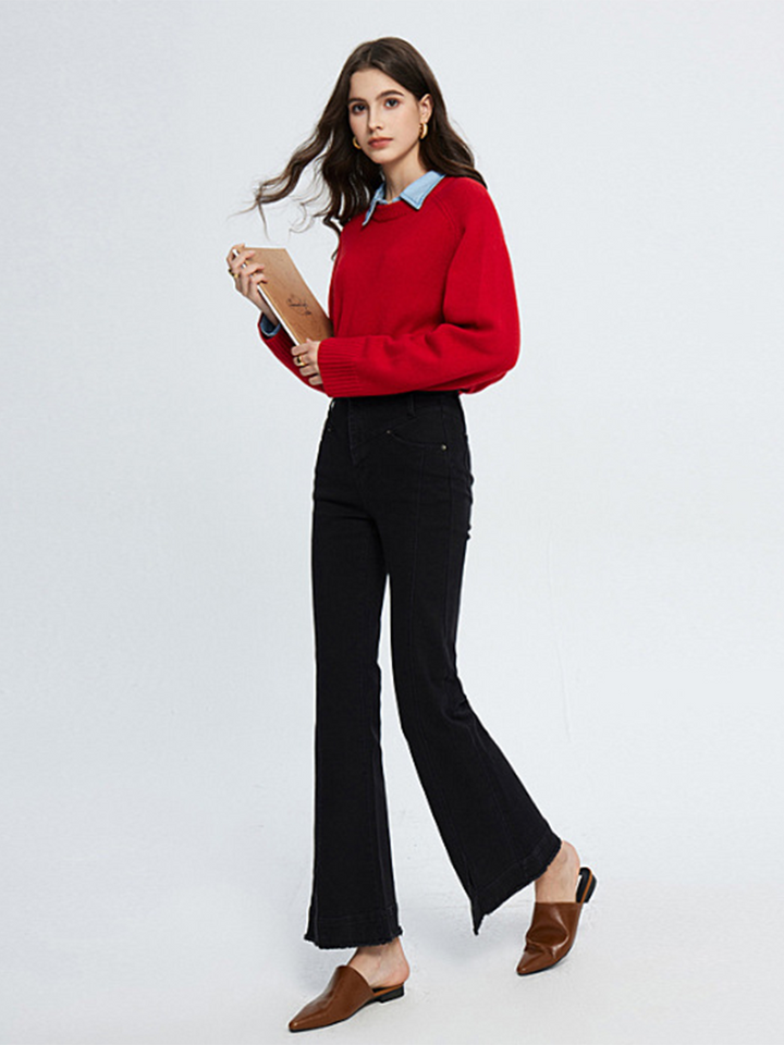 OLD MONEY High-Waisted black Flared Jeans