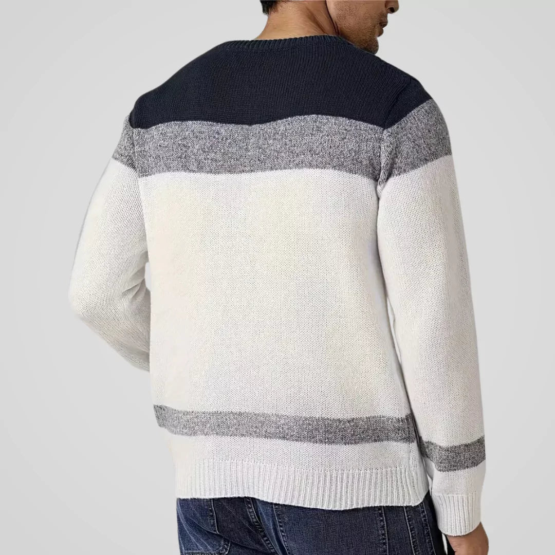 The ARISTO Striped Cable-Knit Sweater