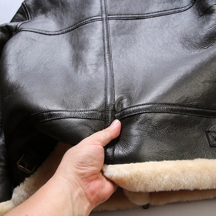 OLD MONEY Leather Aviator Coat