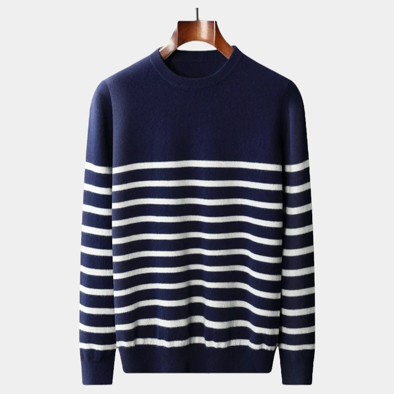 OLD MONEY Merino Wool Navy Sweater - WEAR OLD MONEY