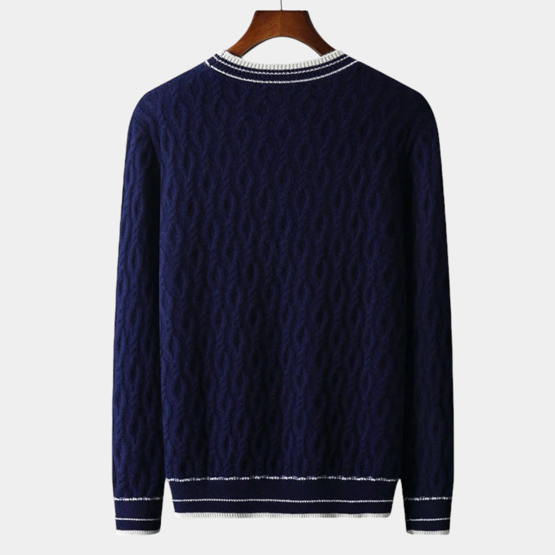 OLD MONEY Merino Wool Round Neck Knitted Sweater - WEAR OLD MONEY