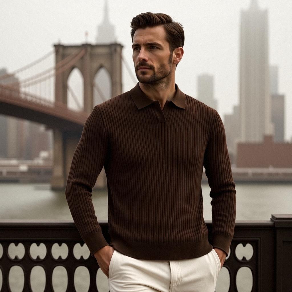 The Harleigh Long Sleeve Ribbed Polo