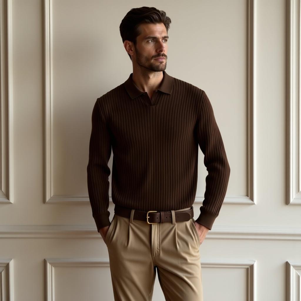 The Harleigh Long Sleeve Ribbed Polo